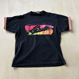 Vintage Lightning Bolt Shirt Mens Large Black Surf Neon Graphic Tee T-Shirt